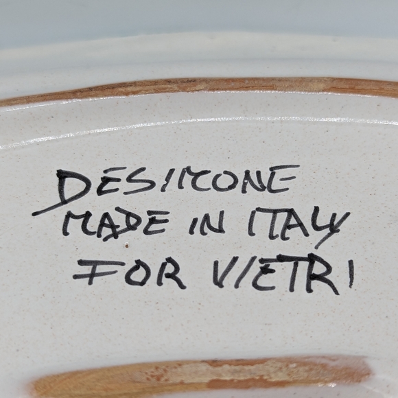 Vintage Italian Red Clay Pottery DeSimone Vietri Cubist Angel 15” Oval Platter - Picture 6 of 14